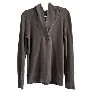 🌻 American Eagle Outfitters Charcoal Long Sleeve Waffle Knit Hoodie Top